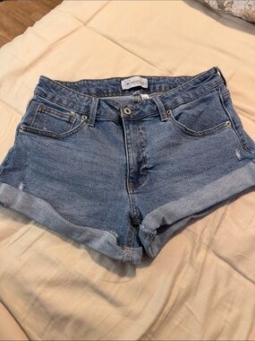 RE generation Blue Denim Shorts Distressed Cuffed Hem